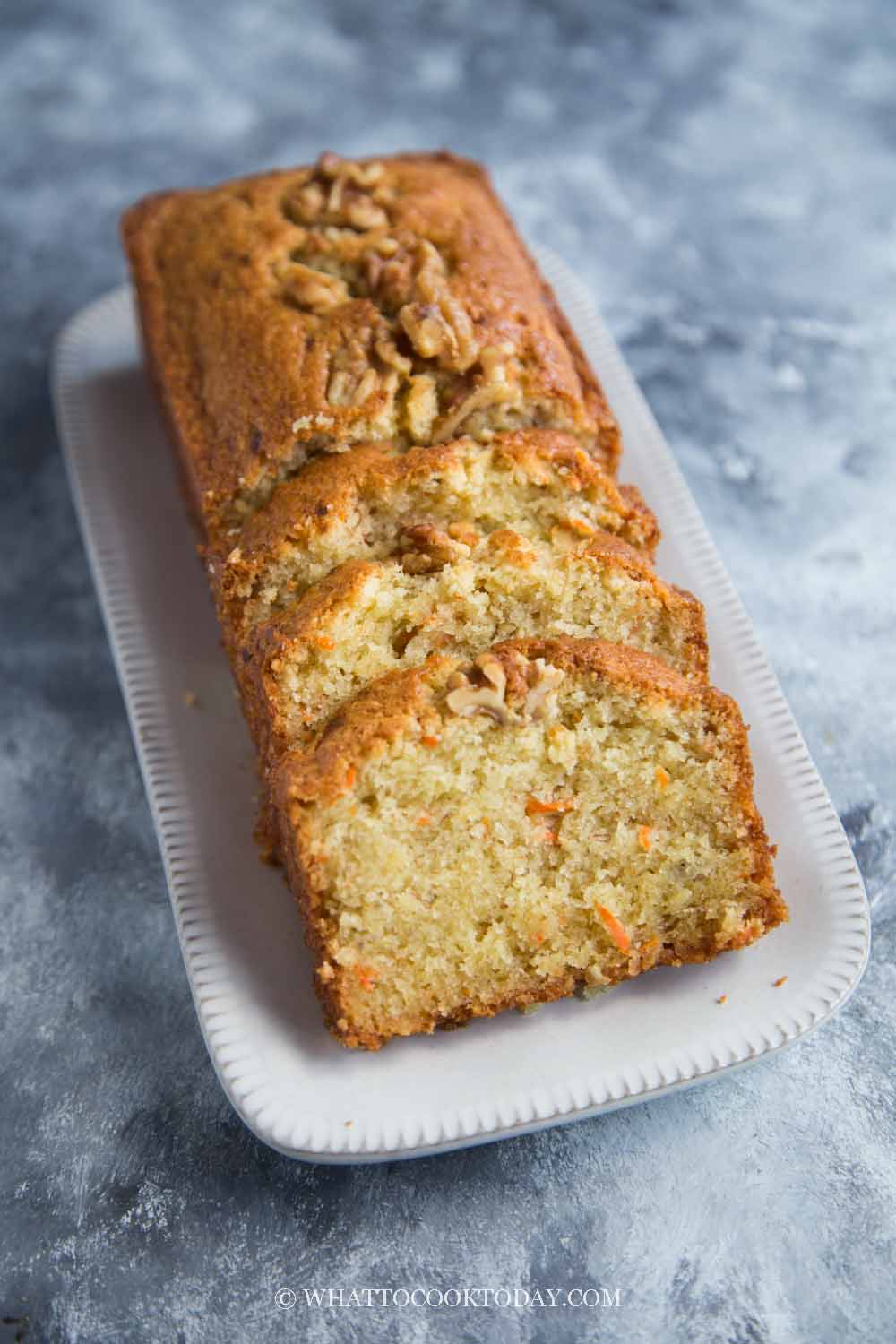 Frosted banana and walnut cake