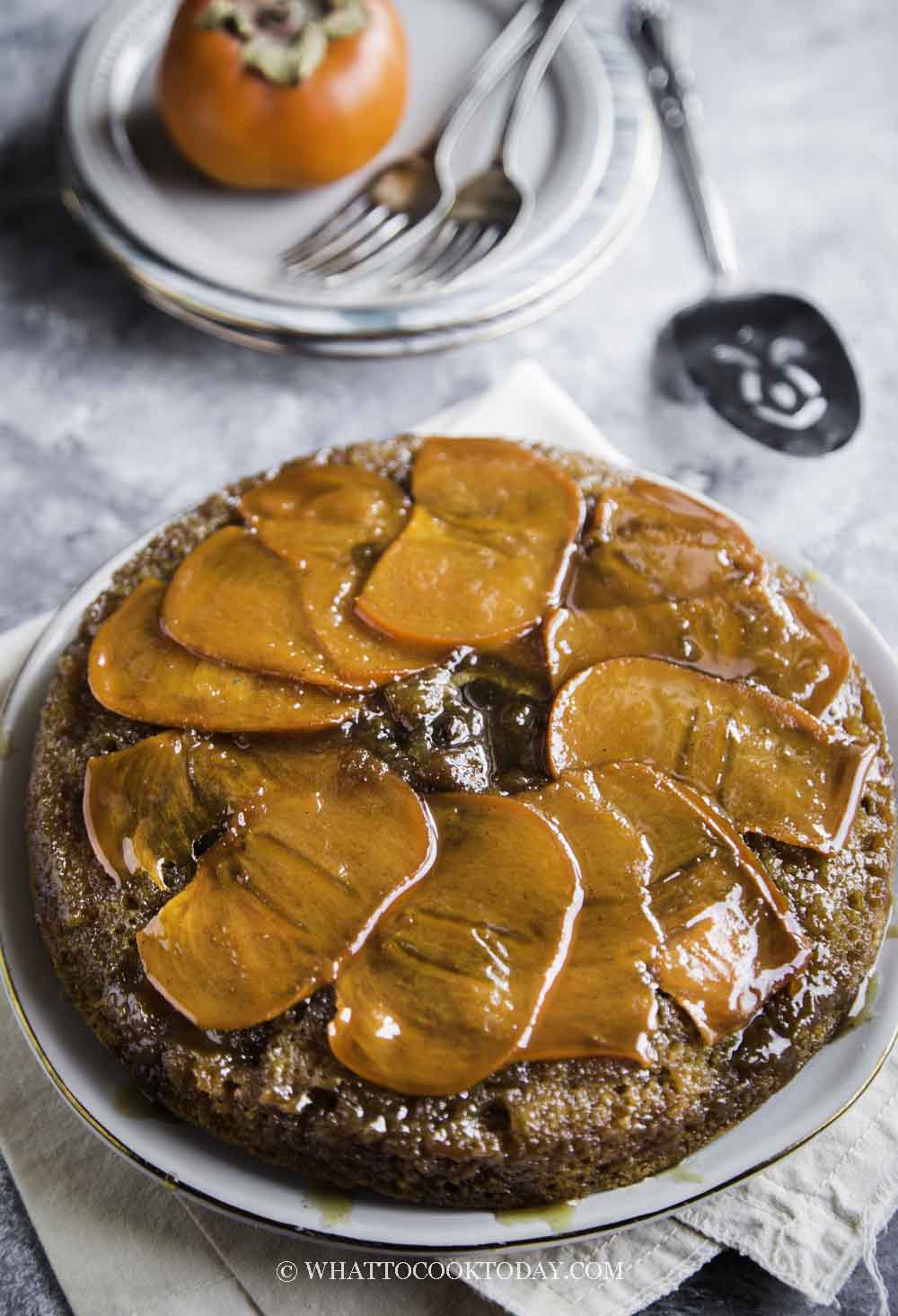 Chinese Five-Spice Caramel Persimmon Upside-Down Cake