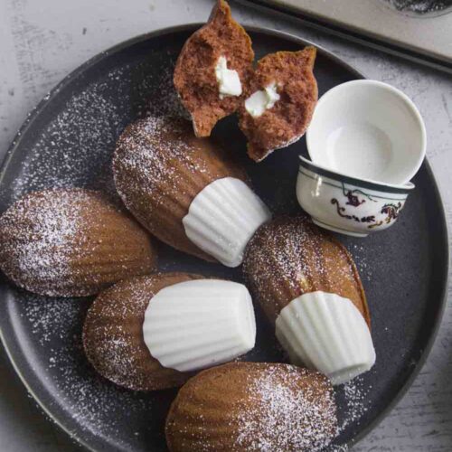 Red Velvet Cream Cheese Madeleines