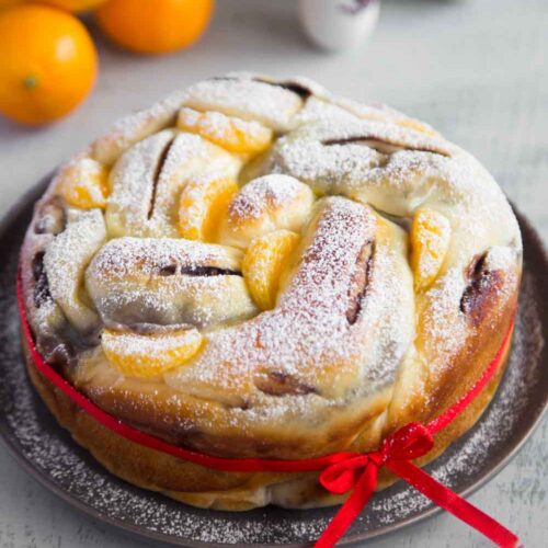 Mandarin Orange Red Bean Paste Braided Bread (with sourdough option)