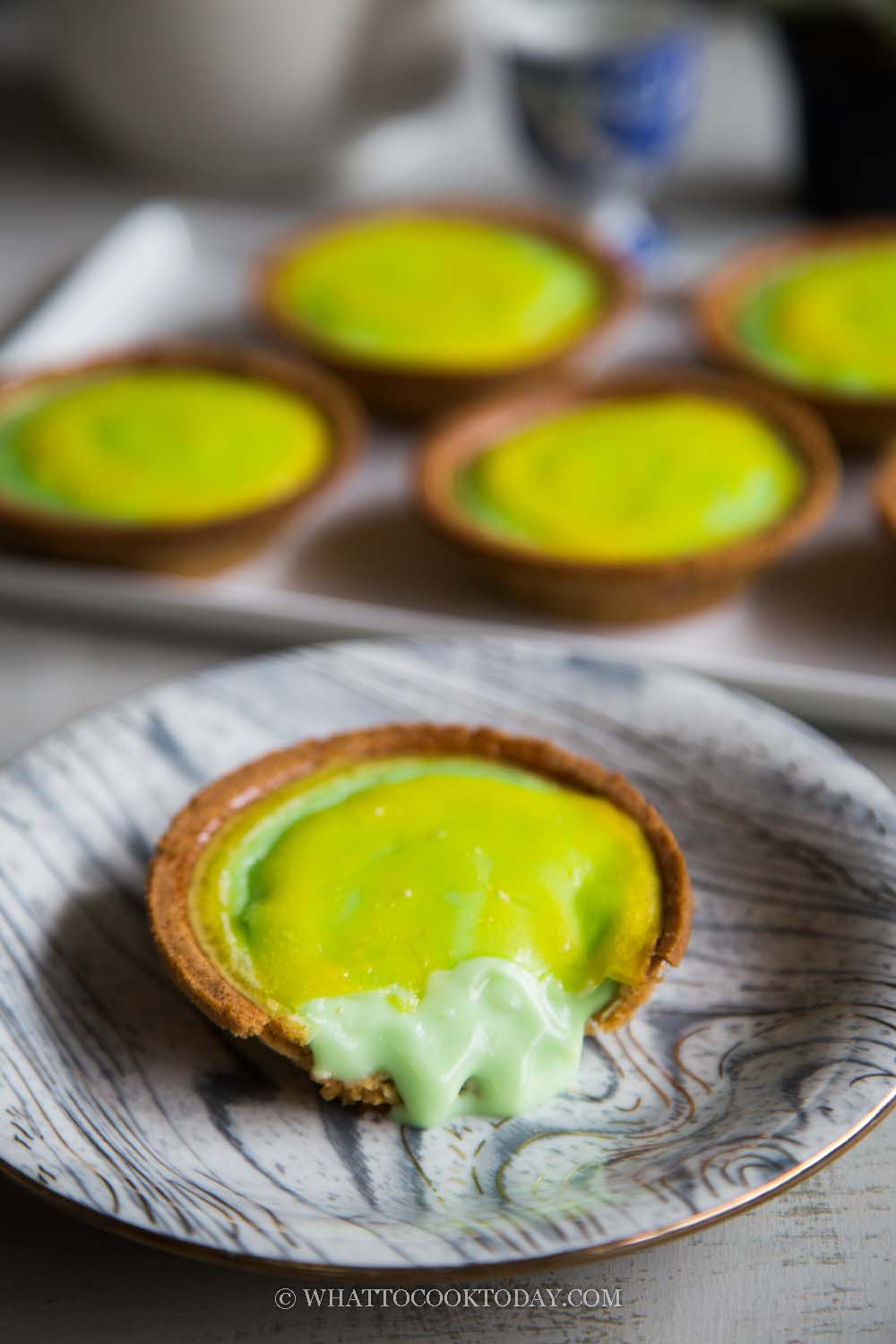 Easy Hokkaido Baked Cheese Tart (Pandan Flavor)