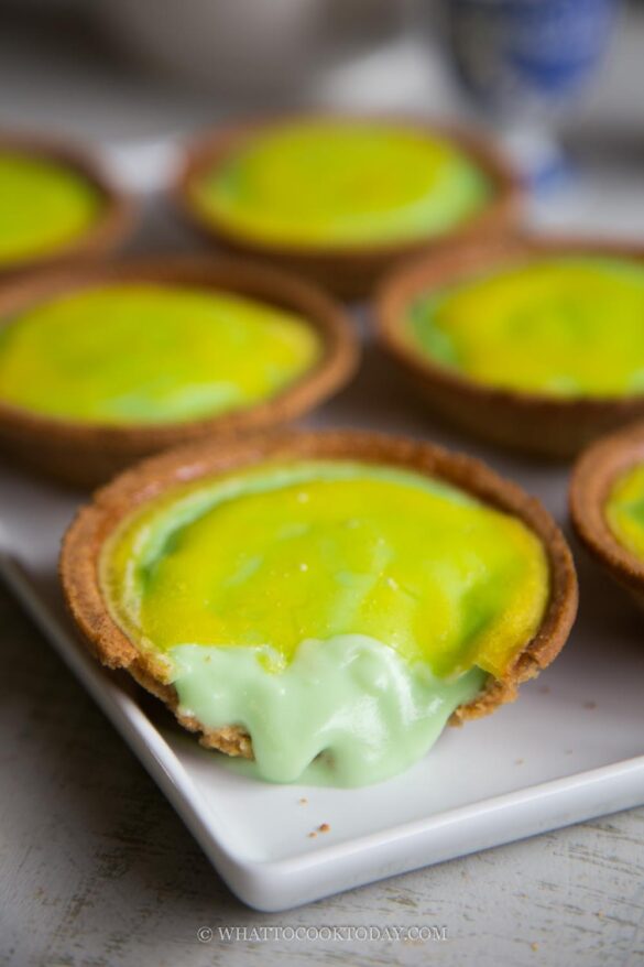 Easy Hokkaido Baked Cheese Tart (Pandan Flavor)