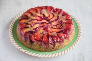 Matcha Plum Upside-down Cake