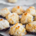 Chocolate-dipped Coconut Macaroons (Eggless, Gluten-Free)