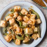 Crispy Baked Tofu and Snow Peas with Peanut Sesame Sauce