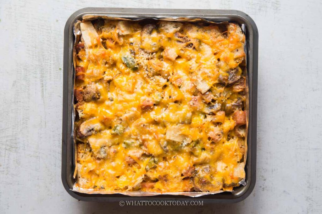 Spicy Ham Mushroom Strata