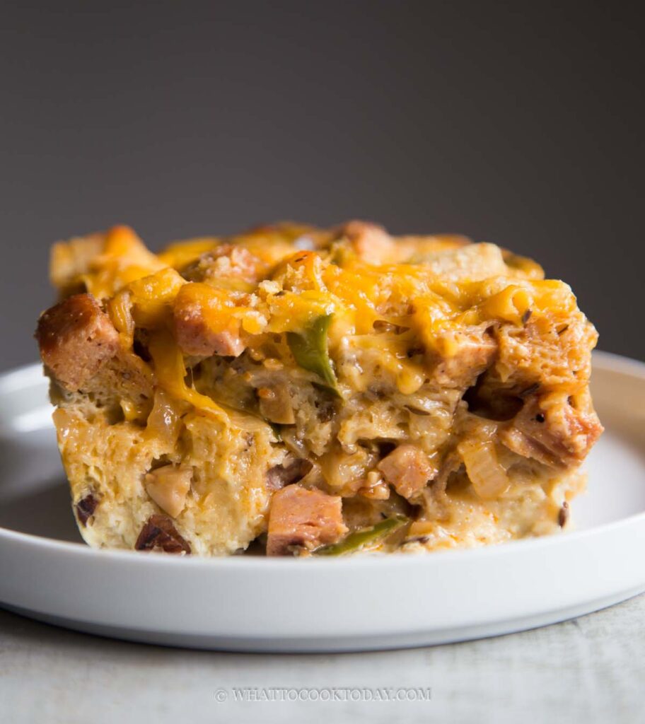 Spicy Ham Mushroom Strata