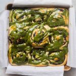 Red Bean Walnut Bread with Matcha Glaze