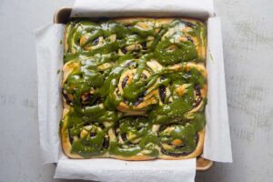 Red Bean Walnut Bread with Matcha Glaze