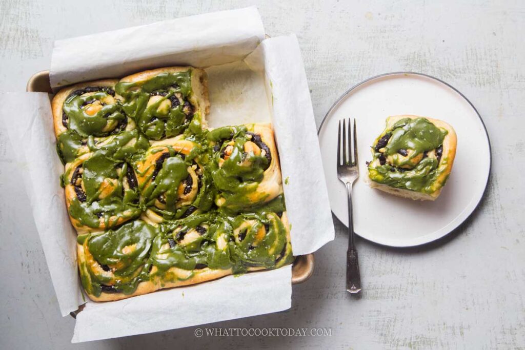 Red Bean Walnut Bread with Matcha Glaze