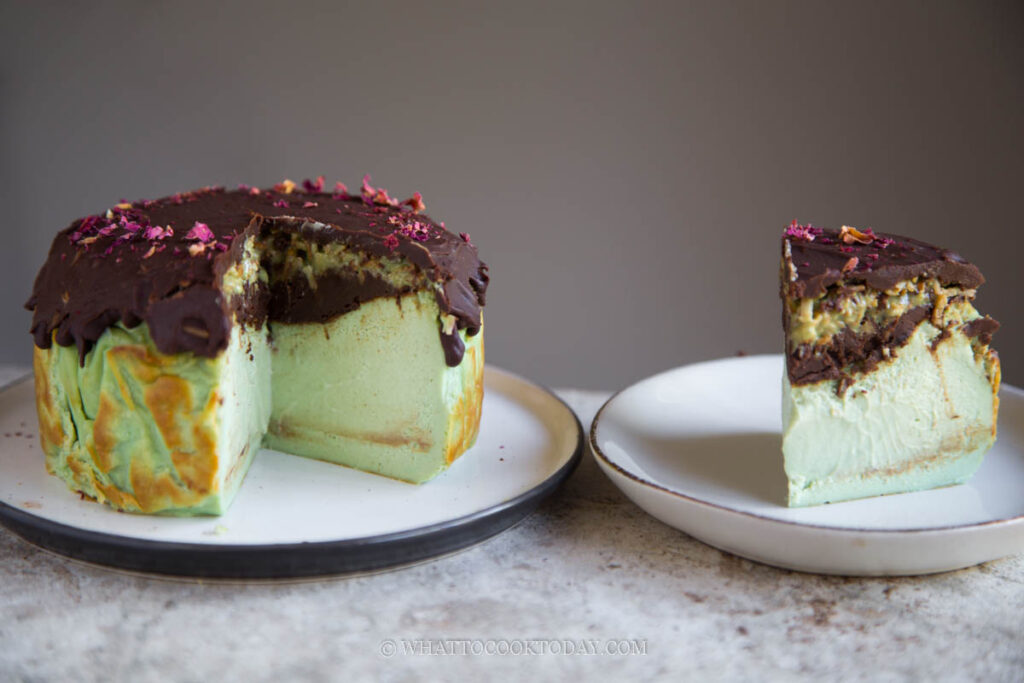 Dubai Chocolate Pistachio Basque Cheesecake