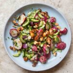 Roasted Radish Cucumber Salad with Maple Roasted Almonds
