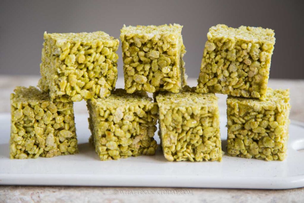 Milky Brown Butter Matcha Rice Krispie Treats