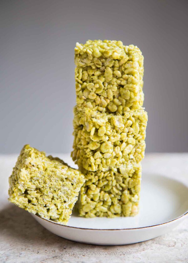 Milky Brown Butter Matcha Rice Krispie Treats