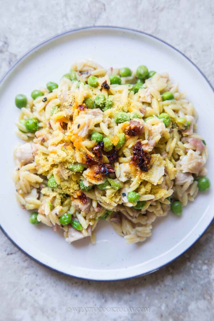 Chili Crisp Orzo with Peas and Bacon