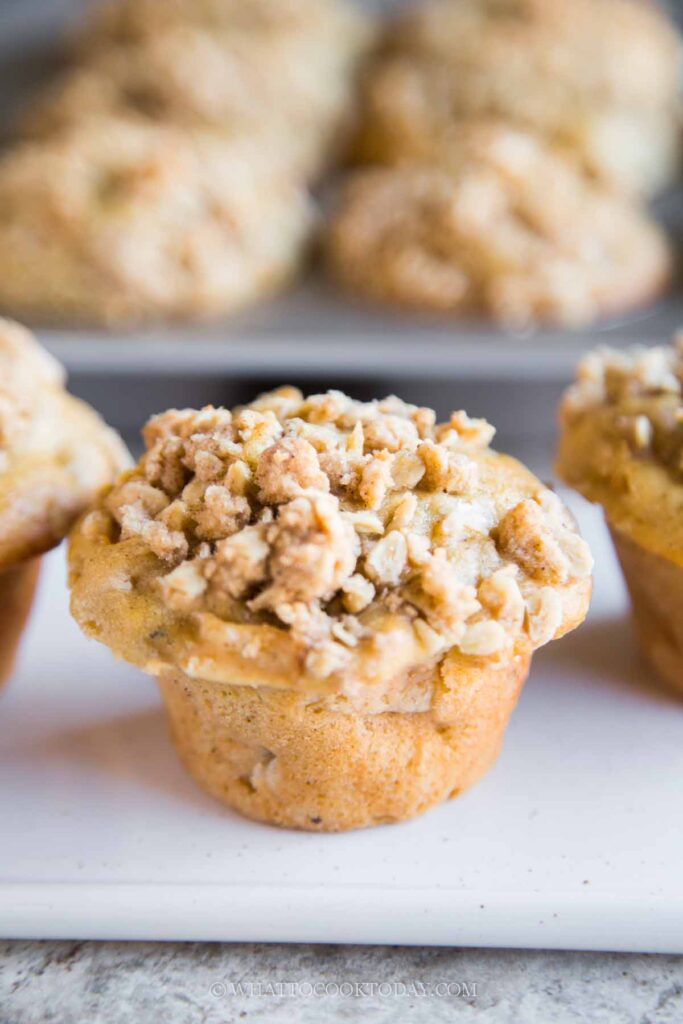 Spiced Apple Crisp Muffins with Applesauce (Extra Moist!)