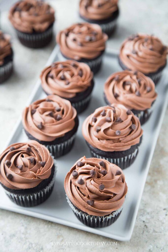 Moist Chocolate Cupcakes with Sour Cream Frosting