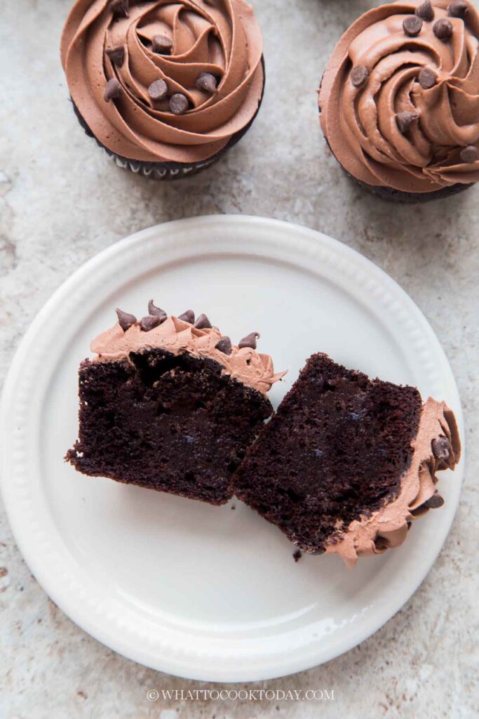 Moist Chocolate Cupcakes with Sour Cream Frosting