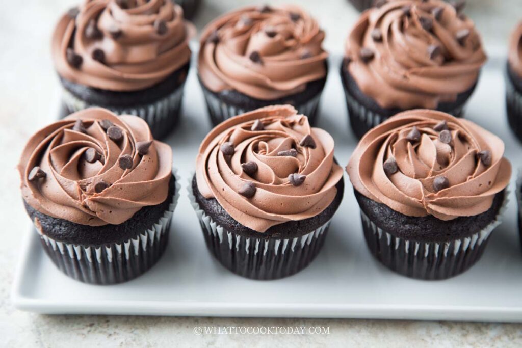 Moist Chocolate Cupcakes with Sour Cream Frosting