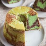 Marbled Pandan and Black Glutinous Rice and Chiffon Cake