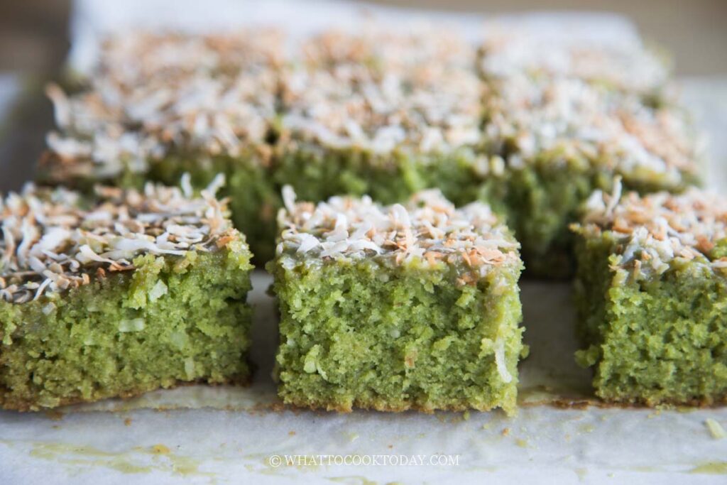 Pandan Coconut Snack Cake with Pandan Brown Sugar Glaze