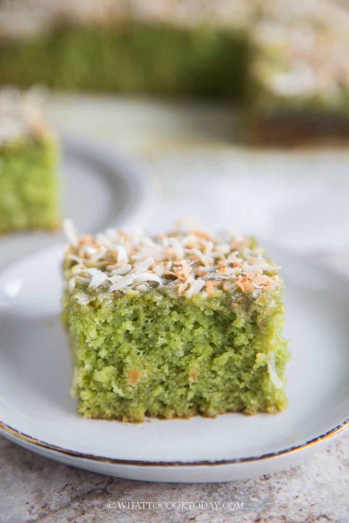 Pandan Coconut Snack Cake with Pandan Brown Sugar Glaze