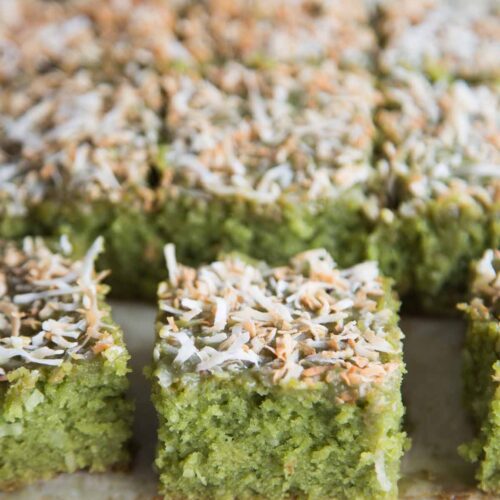 Pandan Coconut Snacking Cake with Pandan Brown Sugar Glaze - What