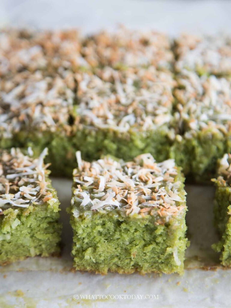 Pandan Coconut Snack Cake with Pandan Brown Sugar Glaze