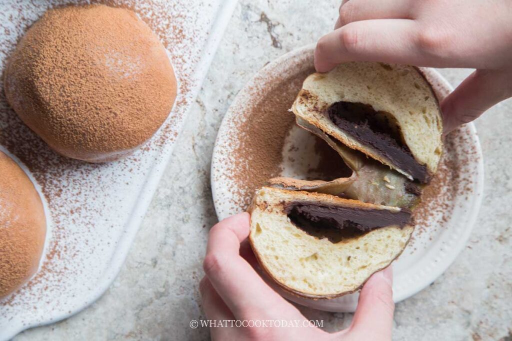 Inside-Out Mochi Chocolate Ganache Buns