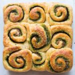 Soft & Fluffy Spinach Pesto Ham Bread Rolls (Potato Dough)