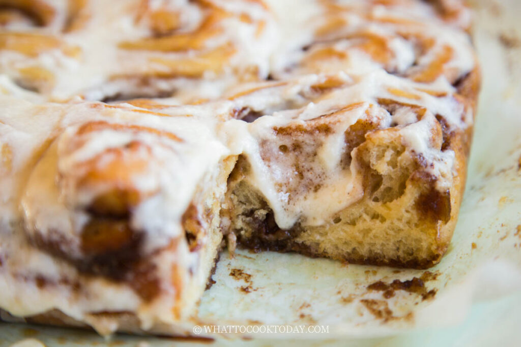 Soft Gooey Coconut Sugar Cinnamon Rolls with Cream Cheese Frosting