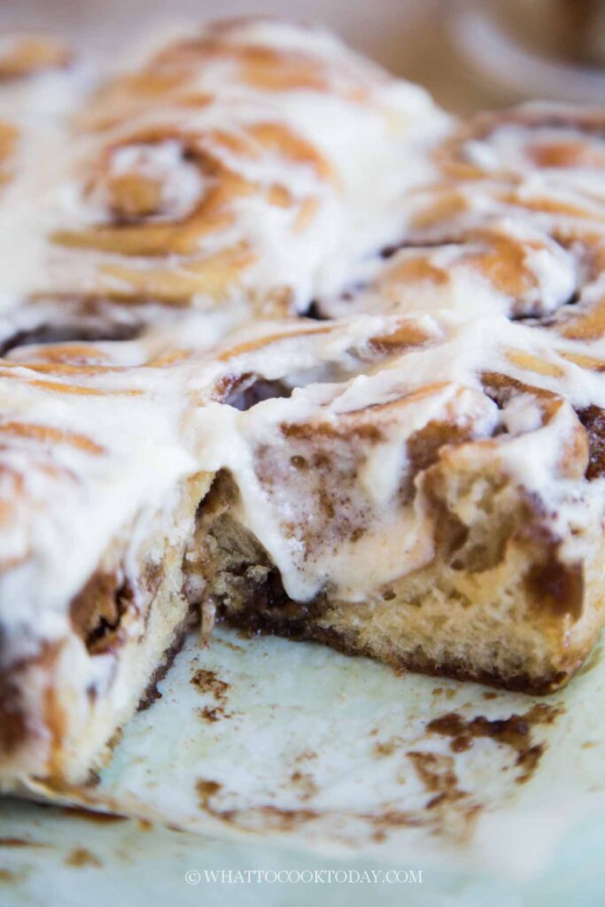 Soft Gooey Coconut Sugar Cinnamon Rolls with Cream Cheese Frosting