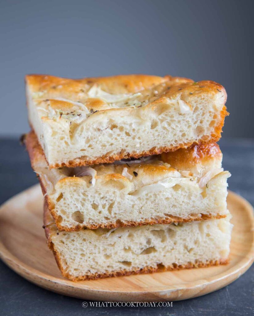 Yogurt Focaccia with Onion Garlic Butter