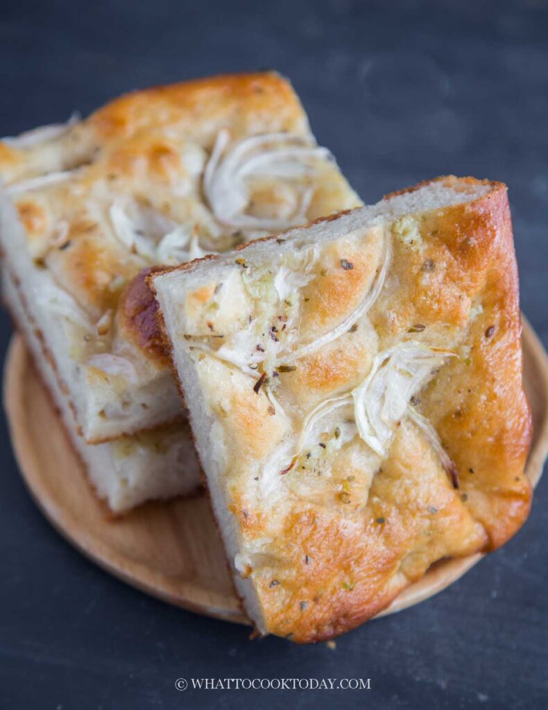 Yogurt Focaccia with Onion Garlic Butter