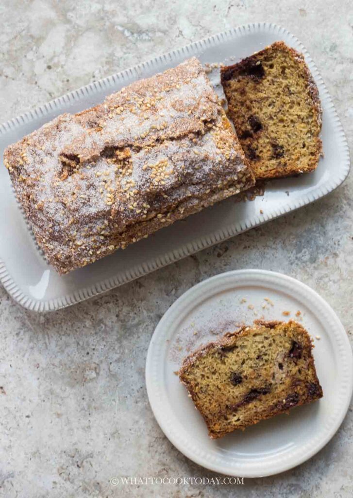Banana Tahini Chocolate Chip Loaf Cake
