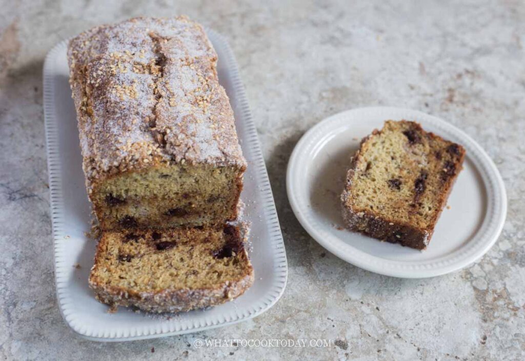 Banana Tahini Chocolate Chip Loaf Cake